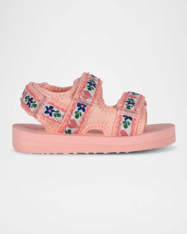 Girl's Flower Printed Grip-Strap Sandals, Baby/Toddler/Kids
